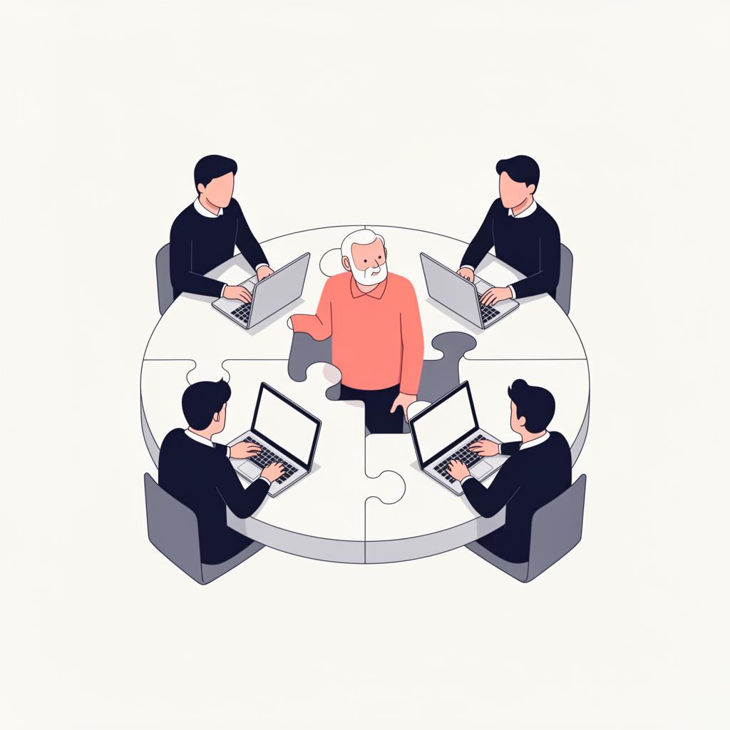 Illustration of a senior engineer integrating into an existing client team